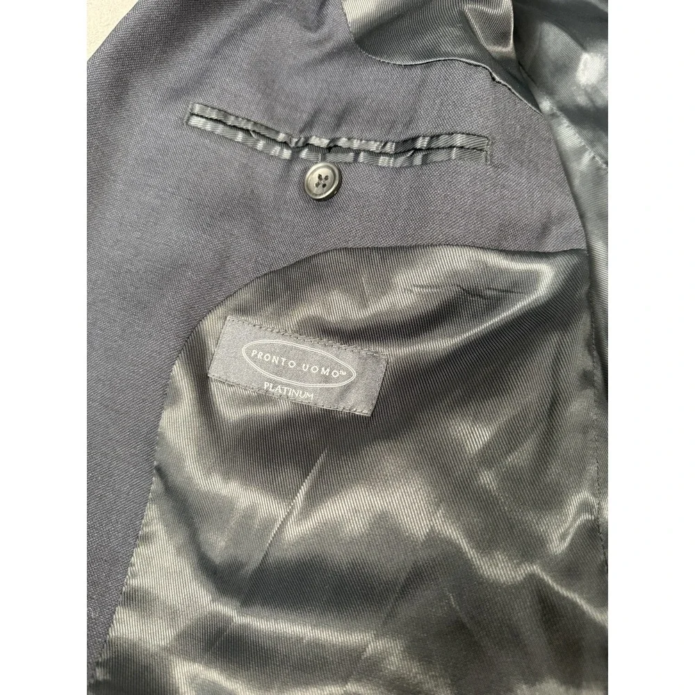 Pronto Uomo Platinum Men's 46 X-Long 100% Wool Suit Jacket Blazer Navy Blue